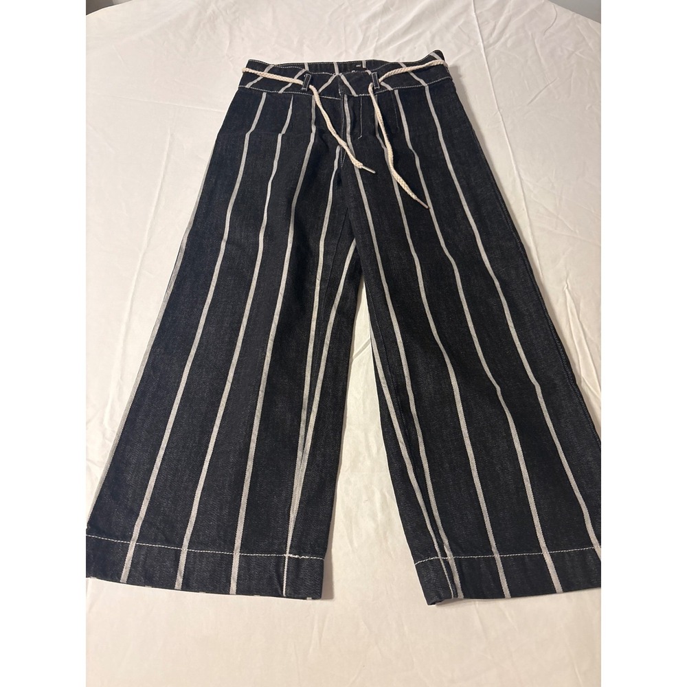 BDG‎ Urban Outfitters Wide Leg Striped Jeans Womens 26 Blue Excellent Rope Belt